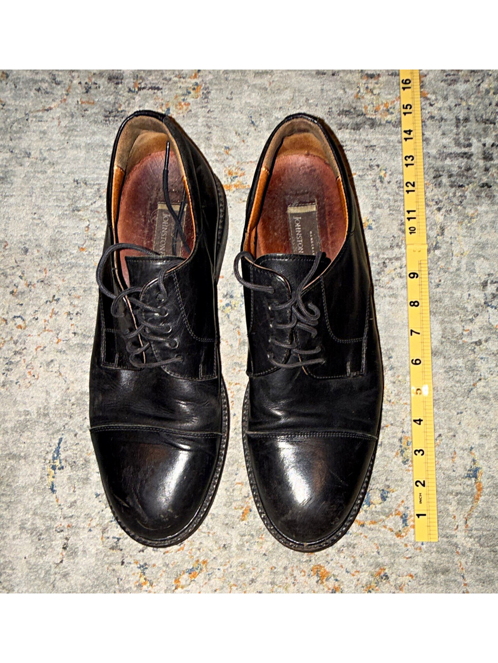 Johnston & Murphy Men’s Black Leather Lace-Up Cap Toe Oxford Dress Shoes 11M